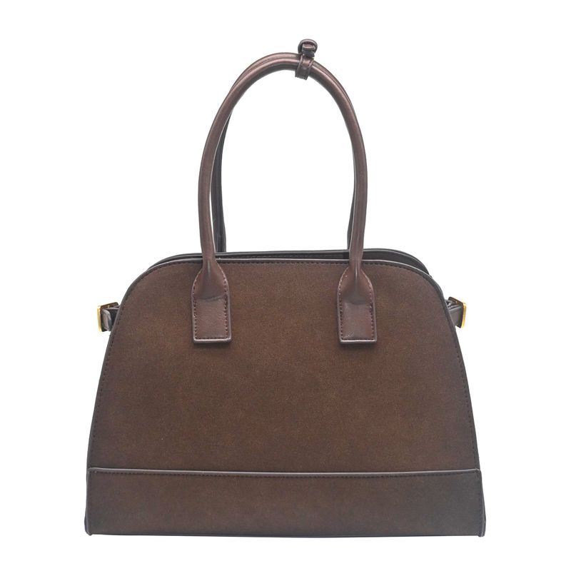 KINE bowler bag i imitert semsket skinn brun