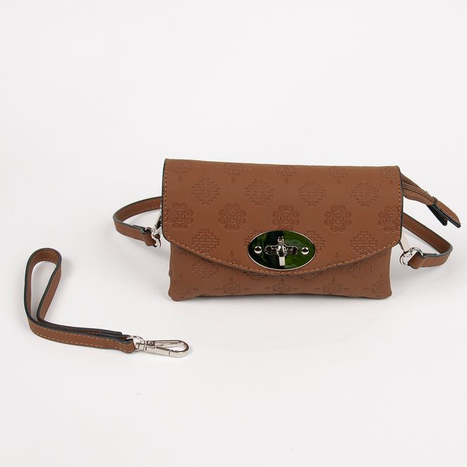 Huvudbild DANIELLE clutch med präglat mönster cognac ...