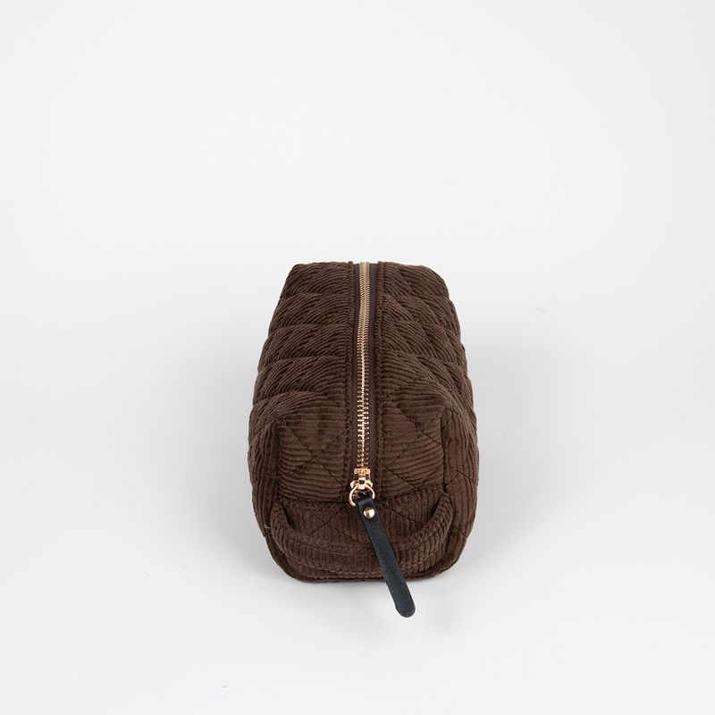 Makeup bag i kordfløyel brun