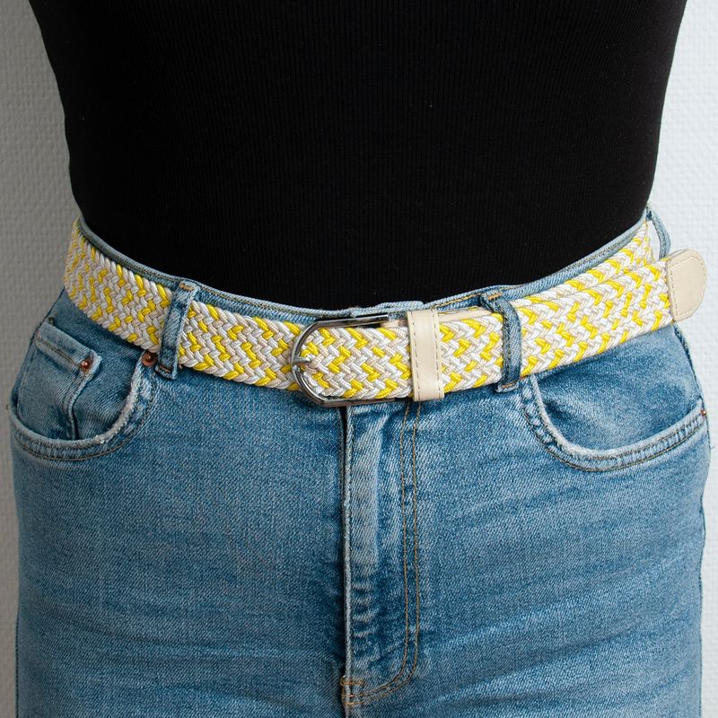 Strikkbelte flerfarget, sølv - gul