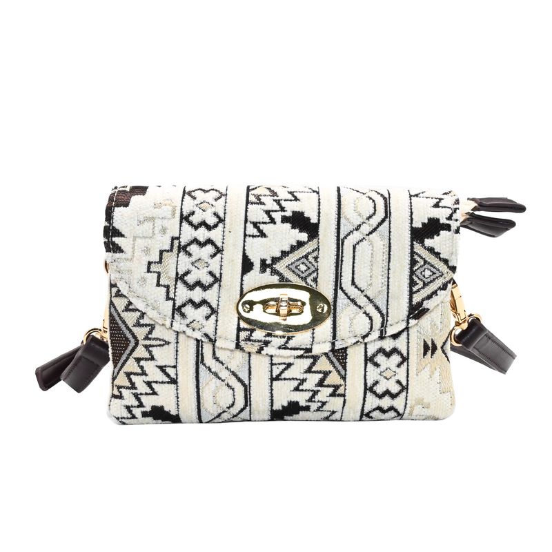DANIELLE clutch med inka-mønster - beige
