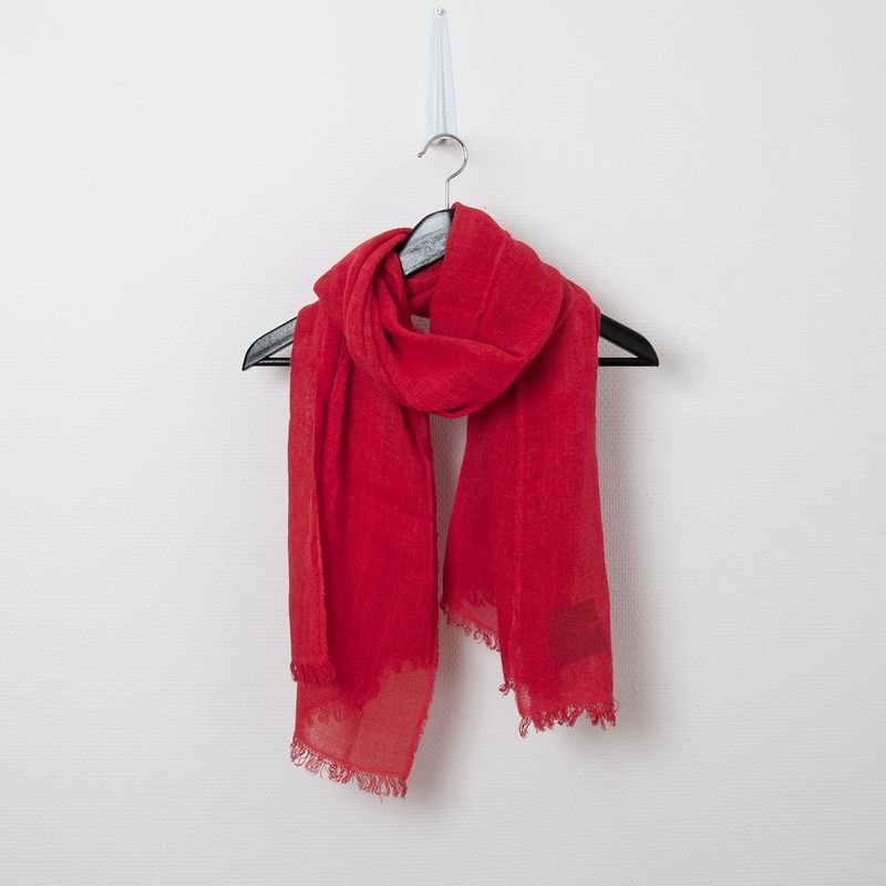 Ull/viskos vävd sjal - röd