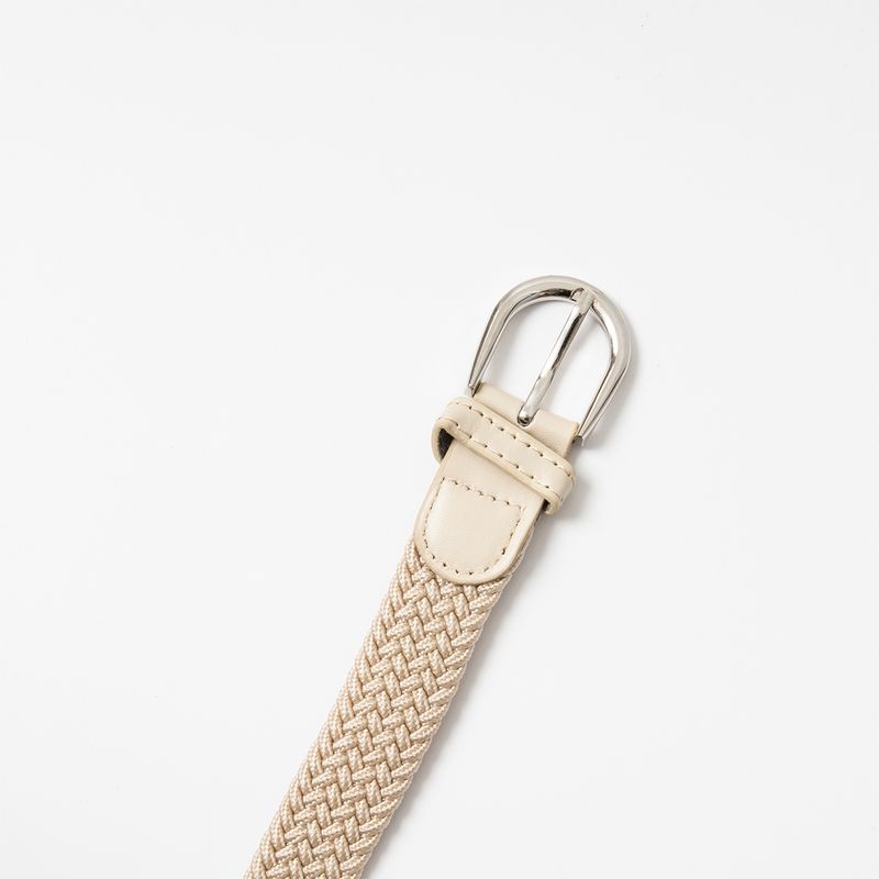 Smalt stickat bälte, silver - beige