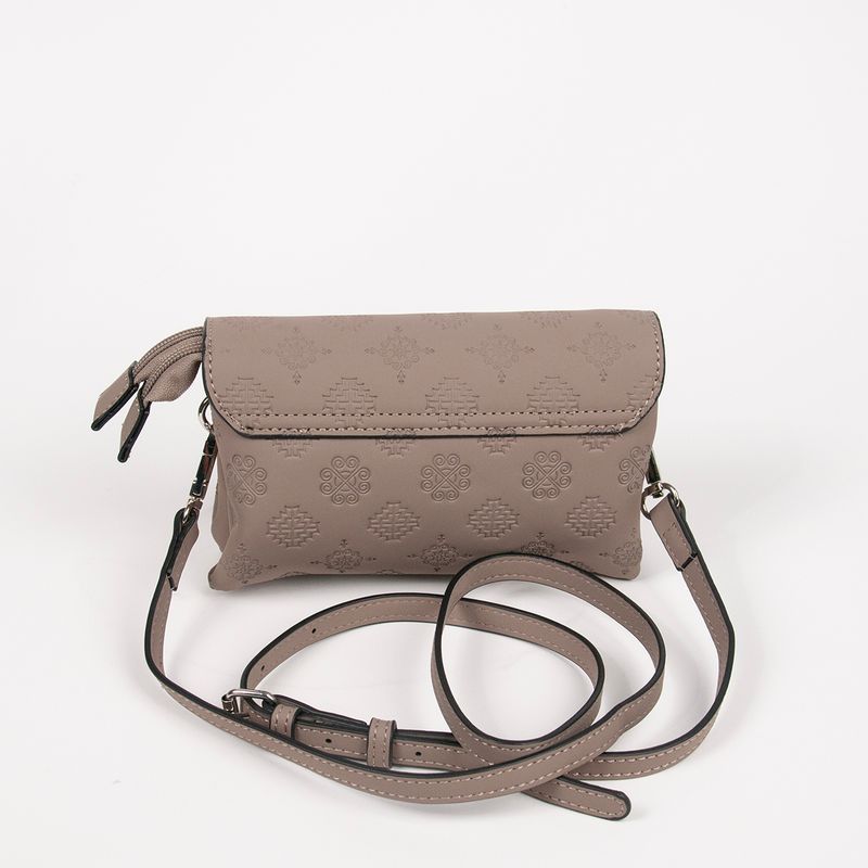 DANIELLE clutch med präglat mönster beige silverfärgat metall