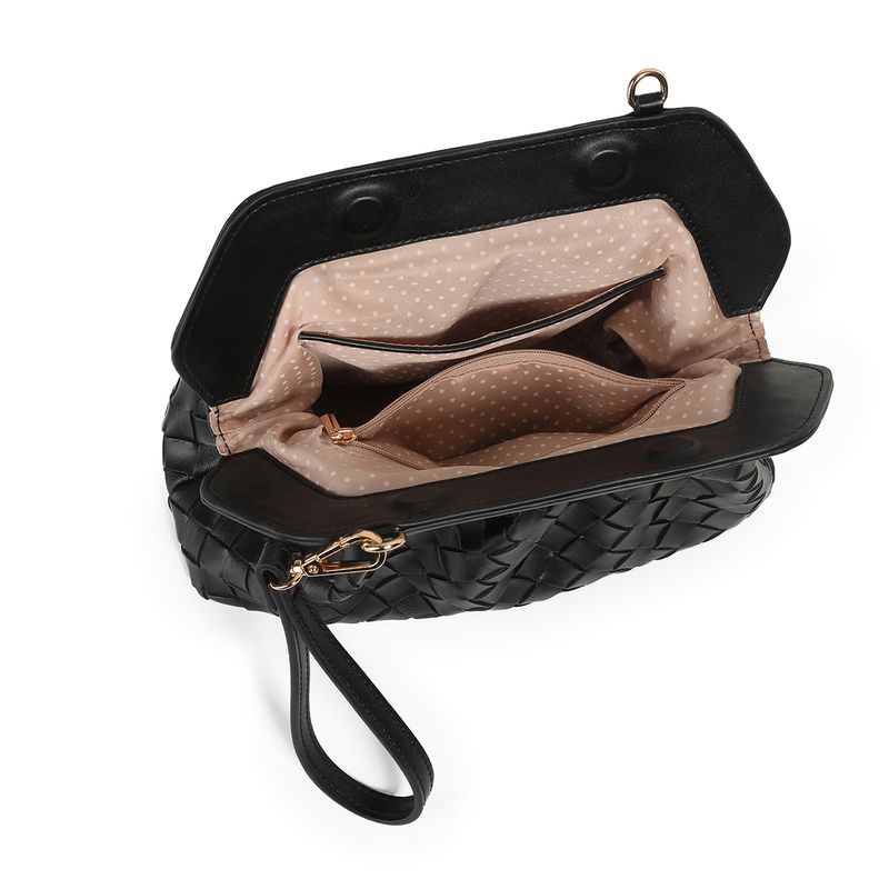Indi flettet clutch - svart - elegant og tidløs veske