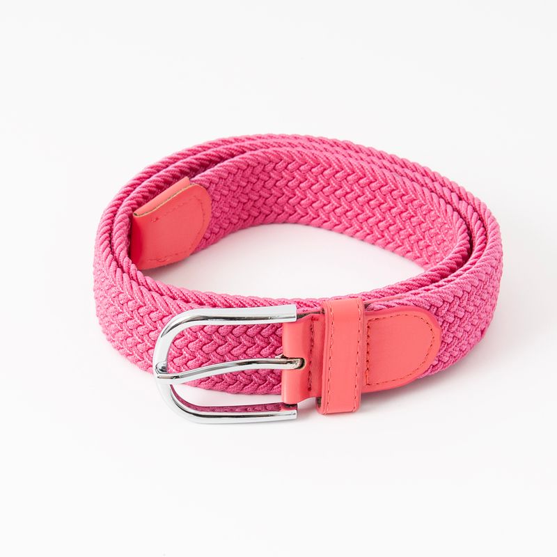 Stickat skärp, silver - rosa