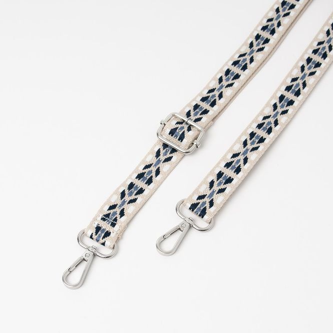 Huvudbild Smal axelrem beige och blå - mönstrad väska rem ...