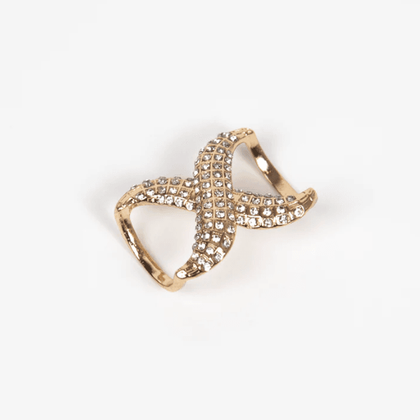 Huvudbild Halsduksring kryss med strass - guld