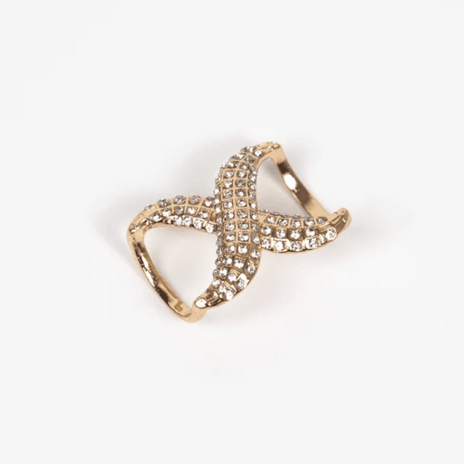 Hovedbilde Skjerf ring kryss med strass stener - guld