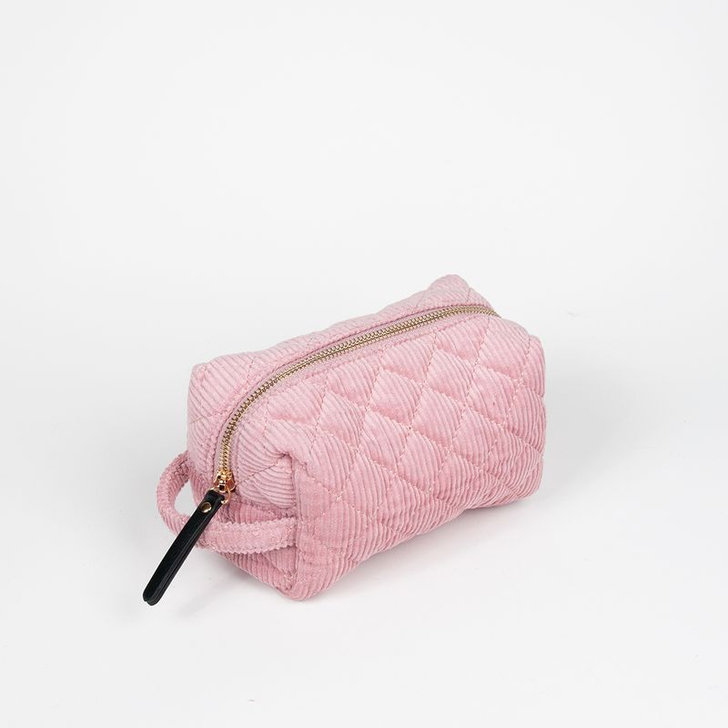 Makeup bag i kordfløyel lys rosa