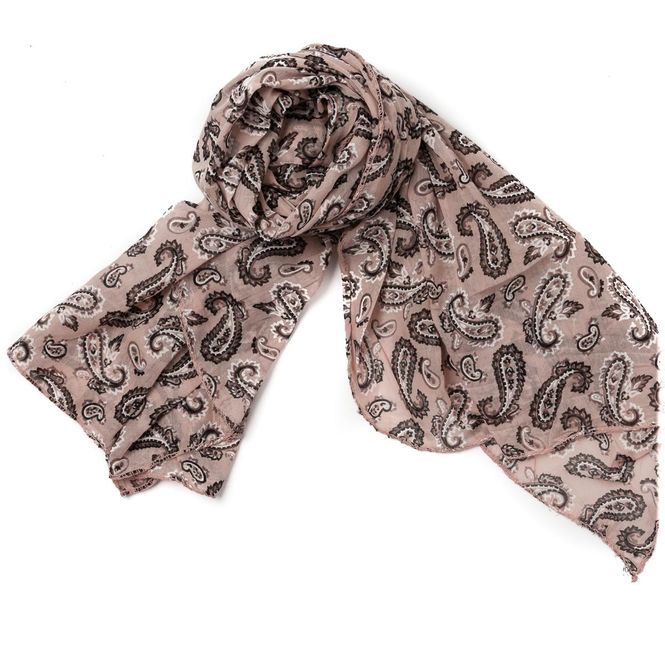 Hovedbilde Skjerf med paisley i bomull/silke - rosa