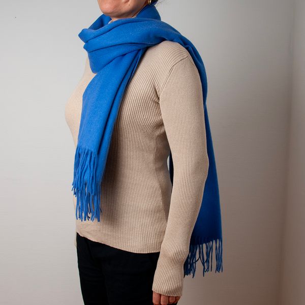 Bild på Ullscarf med fransar - duva blå