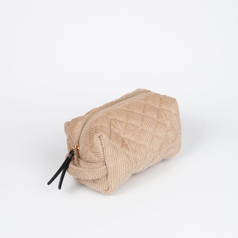Makeup bag i kordfløyel beige