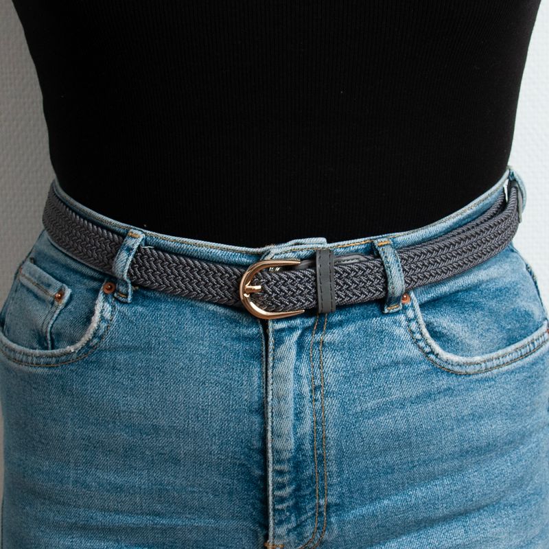 Smalt resårbälte, guld - grå