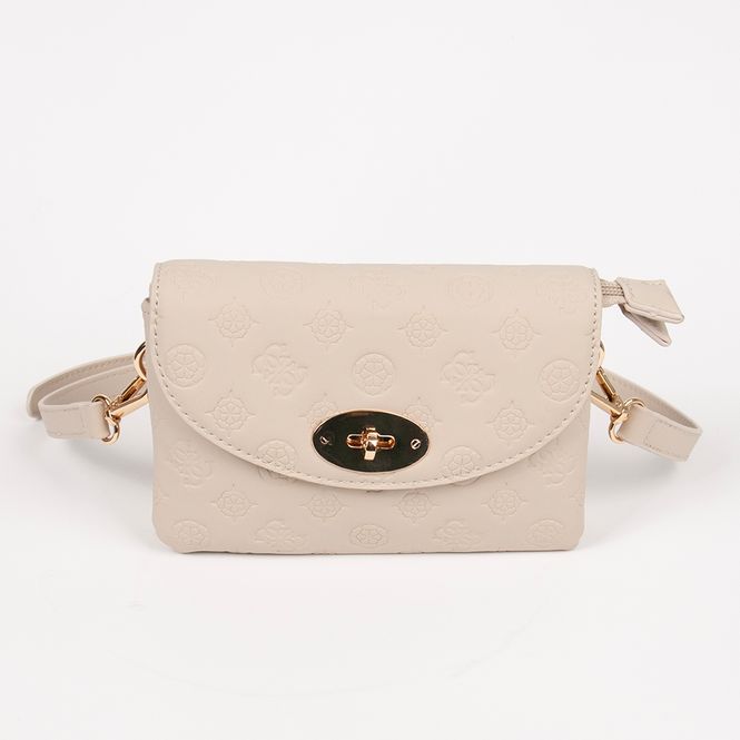 Huvudbild DANIELLE clutch ljus beige med präglat mönster