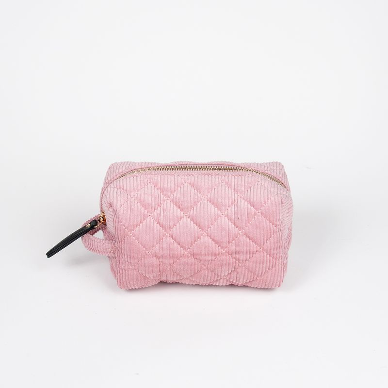 Makeup bag i kordfløyel lys rosa