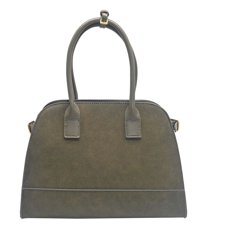 KINE bowler bag i imitert semsket skinn olivengrønn