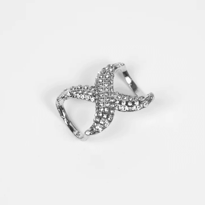 Hovedbilde Skjerf ring kryss med strass stener - silver