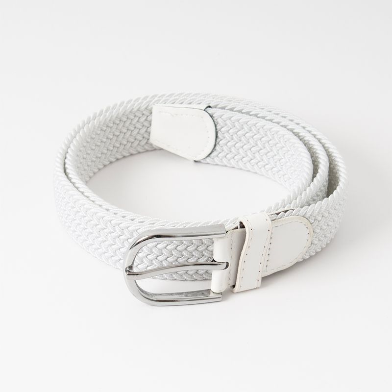 Stickat skärp, silver - vitt