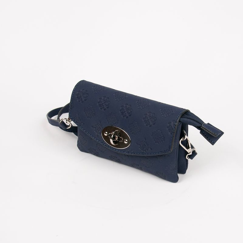 DANIELLE clutch med preget mønster marine sølvfarget metall