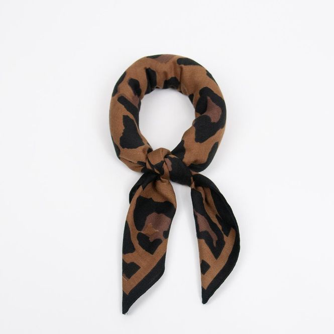 Hovedbilde Lite skjerf brun svart - leopardmønstret skjerf i ...