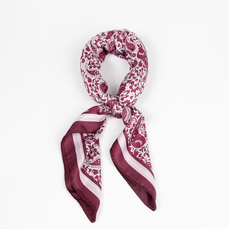 Liten scarf 70 x 70 cm - tvåsidigt paisleymönster i röda toner