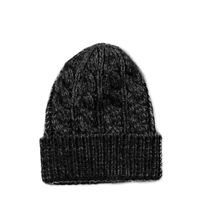 Huvudbild Flätastickad mössa med brätte - svart