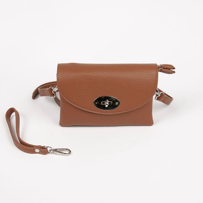 Huvudbild DANIELLE clutch silverfärgad cognac